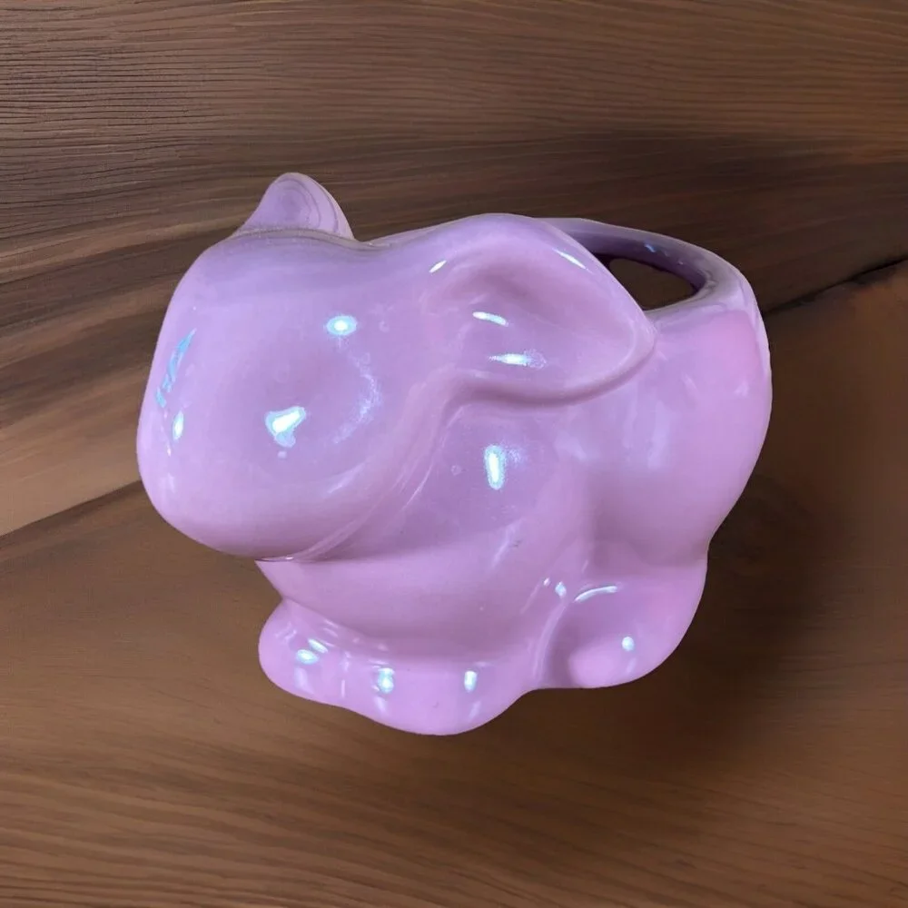 Easter Bunny Rabbit Pottery Planter Pink Glossy Candy trinket Bowl 3.5” X 5”